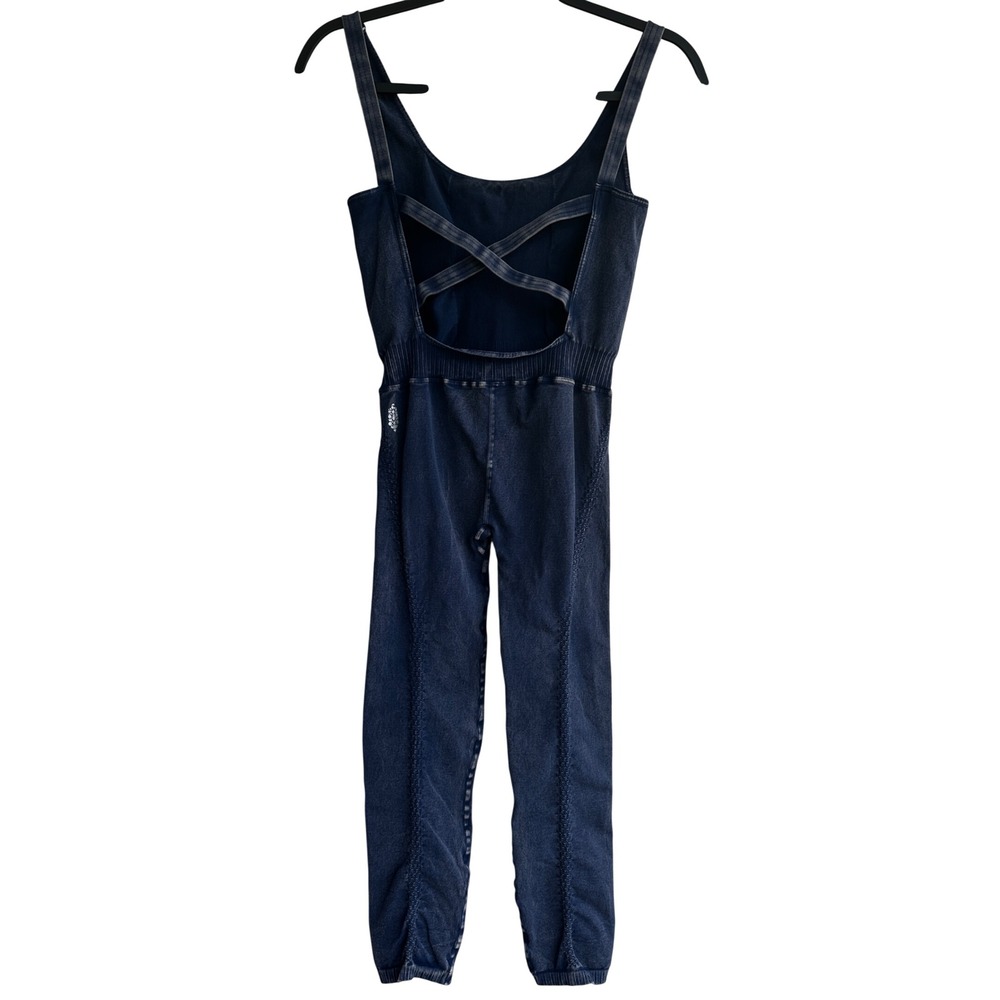 FP Movement Good Karma Jumpsuit Blue Acid Wash Open Back M/L